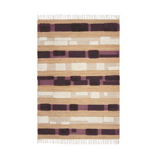Ljubičasti/u prirodnoj boji ručno rađen tepih od mješavine jute 160x230 cm Medina Blocks – Flair Rugs