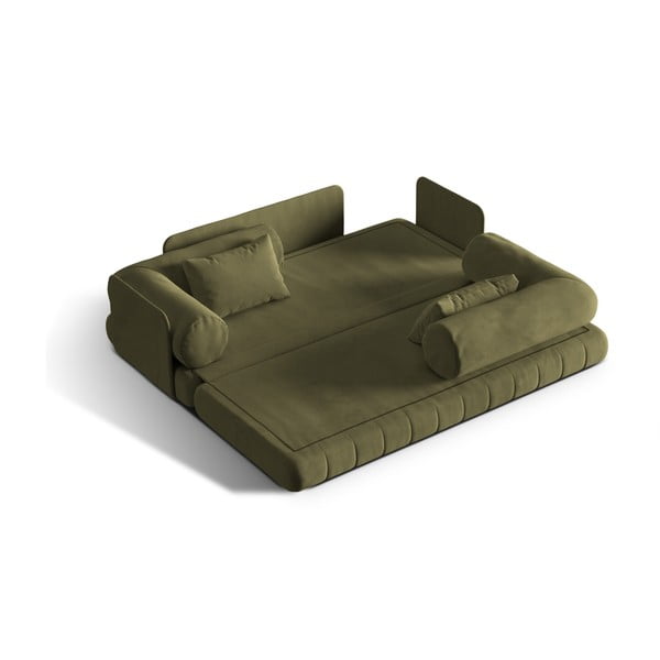 Zelena baršunasti sklopiva sofa 206 cm Kemi – Cosmopolitan Design-image-1