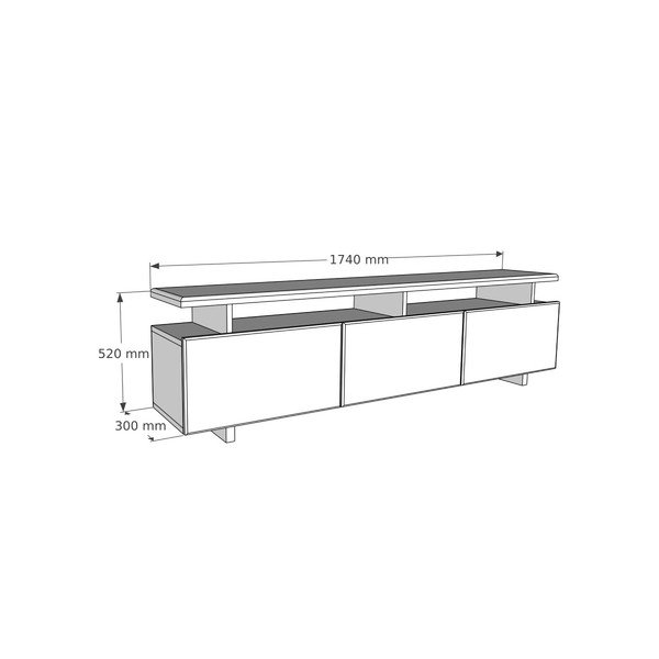 TV stol od borovine u prirodnoj boji 174x52 cm Natural - Kalune Design-image-4