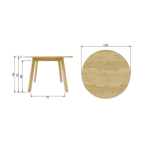 Blagovaonski stol od hrastovog drva WOOOD Disc, Ø 120 cm-image-3