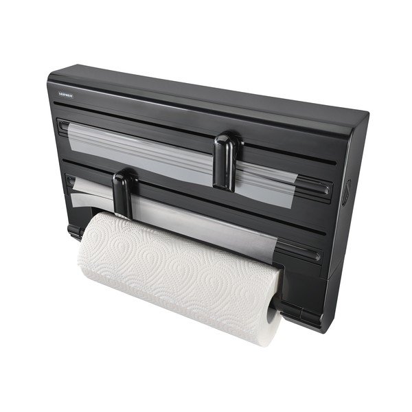 Crni plastičan zidni držač za folije i papirnate ručnike Parat – LEIFHEIT