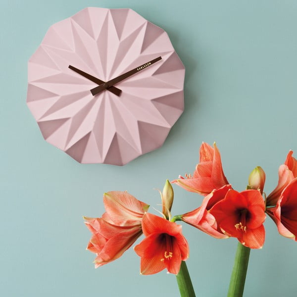 Karlsson Origami ružičasti zidni sat-image-1