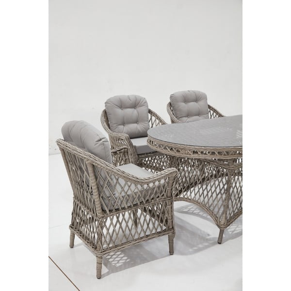 Svijetlo sivi vrtni blagovaonski set od umjetnog ratana za 6 osoba Nova – Floriane Garden-image-4