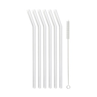 Set od 6 bijelih staklenih slamki Vialli Design, dužina 23 cm