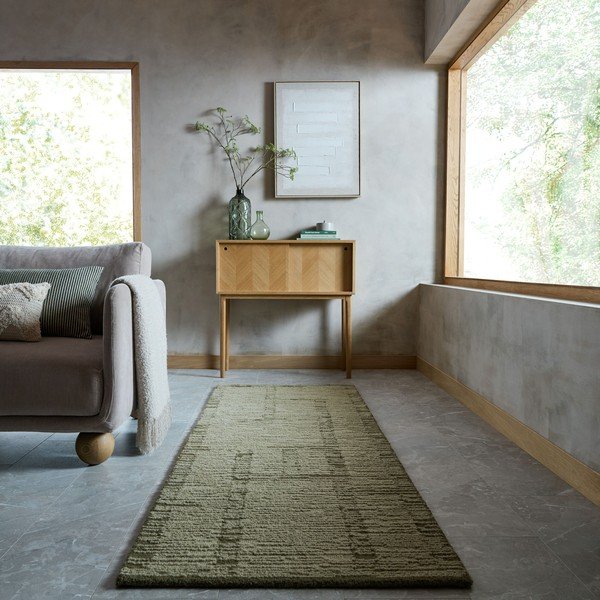 Zelena ručno rađena vunena staza 80x230 cm Harris Modula Wool – Flair Rugs-image-1