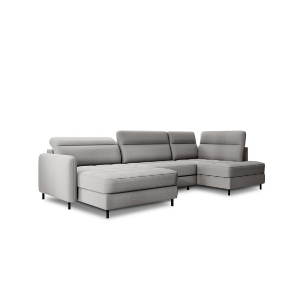 Svijetlo siva baršunasti sklopiva/s prostorom za odlaganje kutna garnitura (s desnim kutom/u obliku slova "U") Berrto – ELTAP