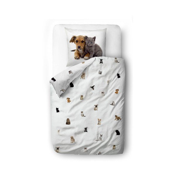 Bijela dječja posteljina za krevet za jednu osobu od pamučnog satena 135x200 cm The Cutest Ones – Butter Kings