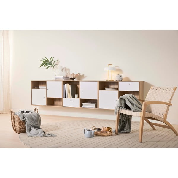 Bijela niska komoda u dekoru hrasta 267x61 cm Mistral - Hammel Furniture-image-1