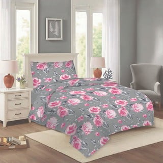 Ružičasta/siva pamučna posteljina za krevet za jednu osobu 140x200 cm Dana – Cotton House
