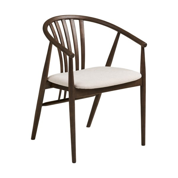 Tamno smeđa blagovaonska stolica s naslonima za ruke od punog hrasta Agustin – House Nordic