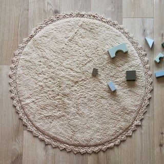 Krem periv/ručno rađen pamučan okrugao tepih ø 110 cm Perla Sable – Nattiot