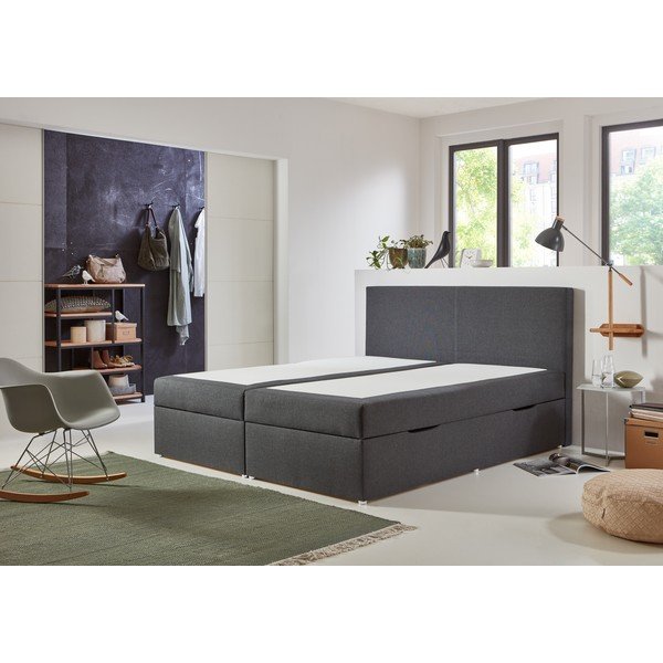 Sivi boxspring krevet s prostorom za odlaganje 180x200 cm Harry – Rojaplast-image-3