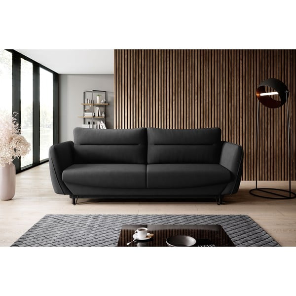Crna sklopiva/s prostorom za odlaganje sofa od šenila 236 cm Silva – ELTAP-image-1