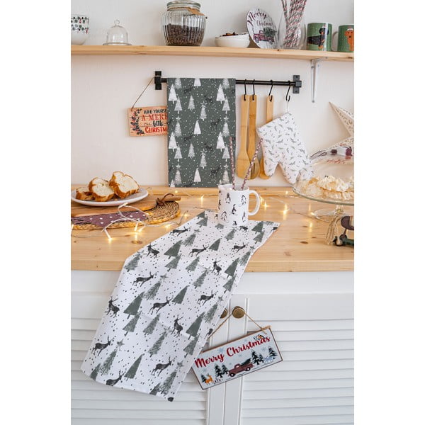Pamučna kuhinjska krpa 2 kom s božićnim motivom 50x70 cm Deer in the Forest – Butter Kings-image-1