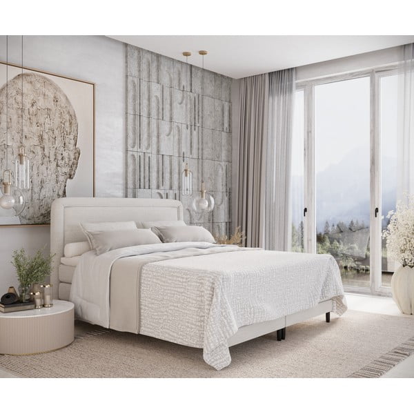 Krem boxspring krevet 200x200 cm Dove – Maison de Rêve-image-1