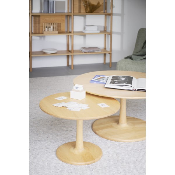 Okrugao stolić za kavu u dekoru hrasta u prirodnoj boji 90x90 cm Hobart – Rowico-image-2