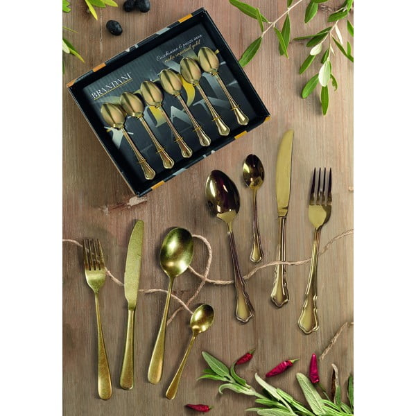 Pribor za jelo od nehrđajućeg čelika 16 kom u zlatnoj boji Posate Old - Brandani-image-2