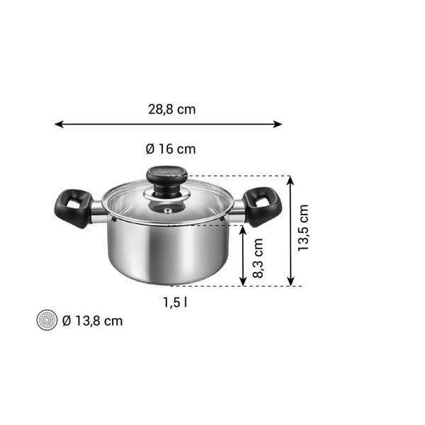 Lonac od nehrđajućeg čelika s poklopcem prikladni za indukcijsko kuhalo 1,5 l Brava – Tescoma-image-3