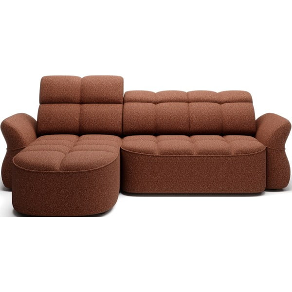 Baršunasti sklopiva/s prostorom za odlaganje kutna garnitura boja terakote (s lijevim kutom/s ležaljkom) Beneth – ELTAP