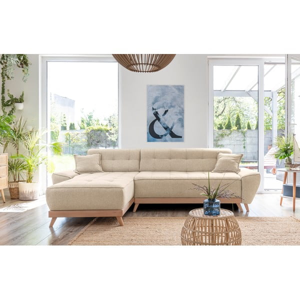 Bež kutna garnitura na razvlačenje Miuform Dazzling Daisy-image-1