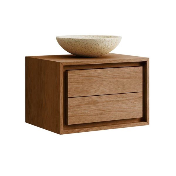 Smeđi zidni ormarić za ispod umivaonika od masivne tikovine 60x40 cm Kenta – Kave Home-image-4