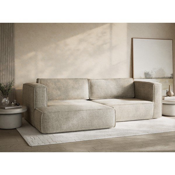 Bež sklopiva/s prostorom za odlaganje kutna garnitura od šenila (s lijevim kutom/s ležaljkom) Velto – Maison de Rêve-image-4