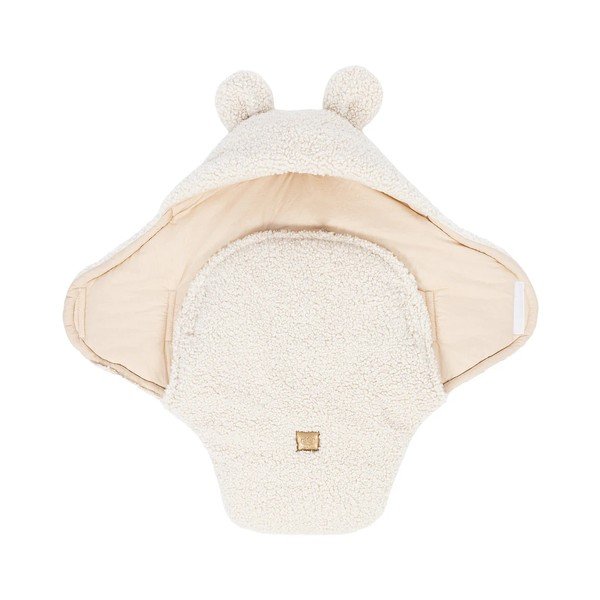 Krem pokrivač za povijanje od sherpa flisa 45x80 cm – Meowbaby-image-2