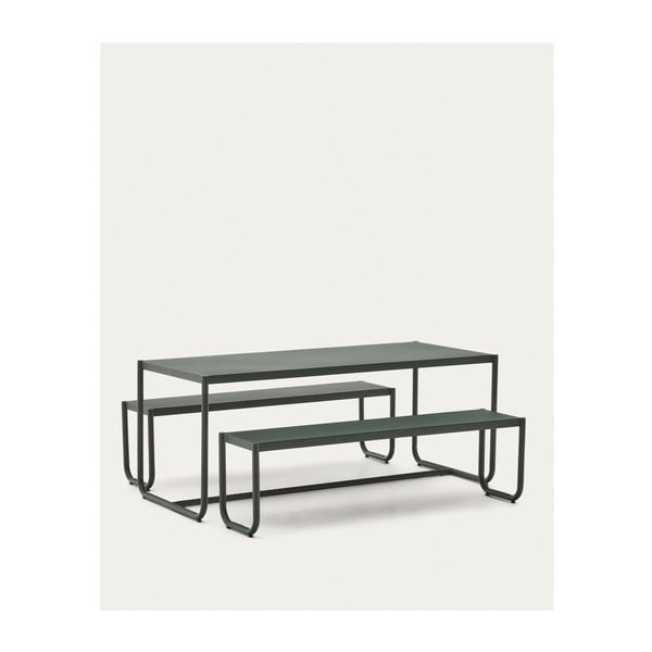 Tamno zeleni metalni vrtni blagovaonski set za 4 osobe Sotil – Kave Home-image-4