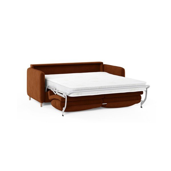 Baršunasti sofa za spavanje boja terakote 184 cm – Micadoni -image-1