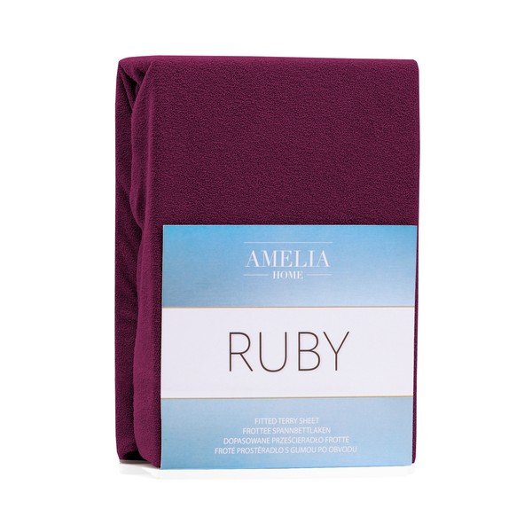 Elastična plahta u boji crvenog vina AmeliaHome Ruby Siesta, 180/200 x 200 cm-image-2
