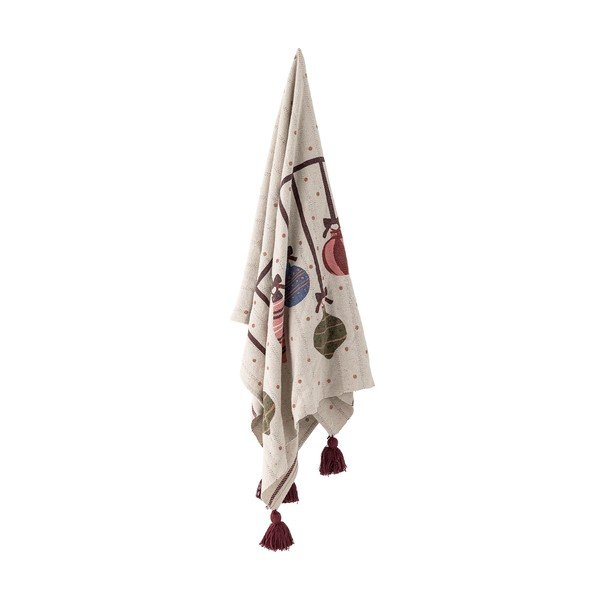 Bež deka s božićnim motivom od recikliranog pamuka 130x160 cm Ornamentia – Bloomingville-image-2