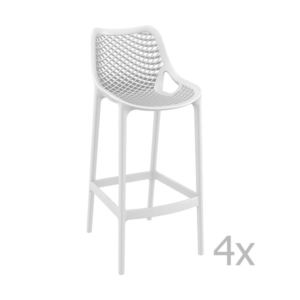Set od 4 bijele barske stolice Resol Grid Simple, visina 75 cm