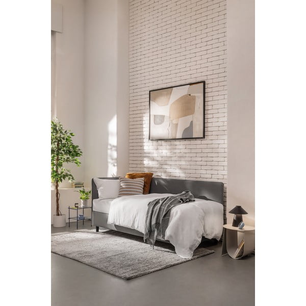 Sivi tapecirani krevet s prostorom za odlaganje s madracem 120x200 cm Avela – Bonami Selection-image-1