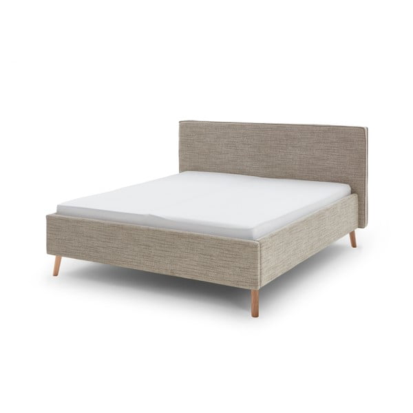Bež tapecirani bračni krevet s prostorom za pohranu s podnicom 180x200 cm Riva – Meise Möbel