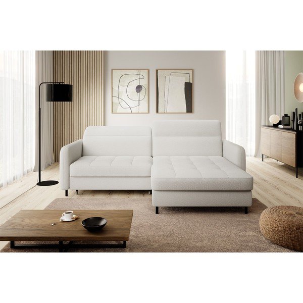 Krem sklopiva/s prostorom za odlaganje kutna garnitura od bouclé tkanine (s desnim kutom/s ležaljkom) Gomsi – ELTAP-image-3