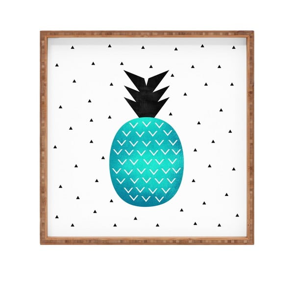 Drveni ukrasni pladanj za posluživanje Plavi ananas, 40 x 40 cm