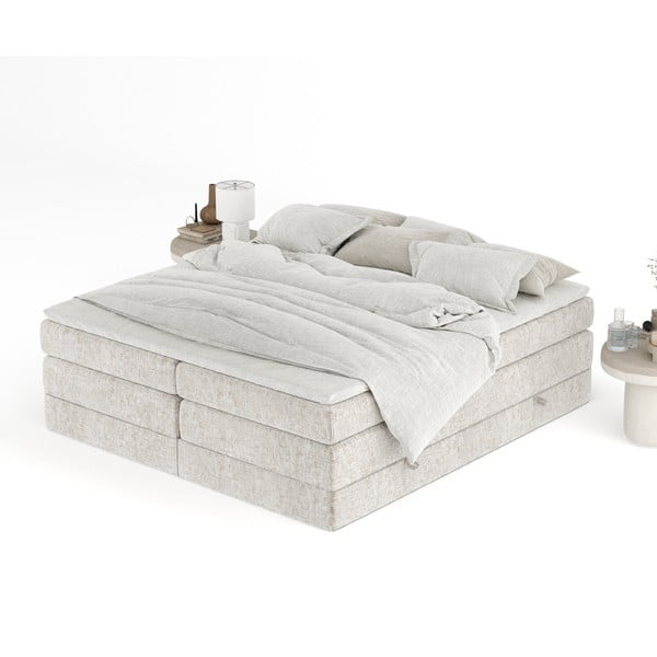 Bež boxspring krevet s prostorom za odlaganje/bez uzglavlja 140x200 cm Juniper – Maison de Rêve-image-4