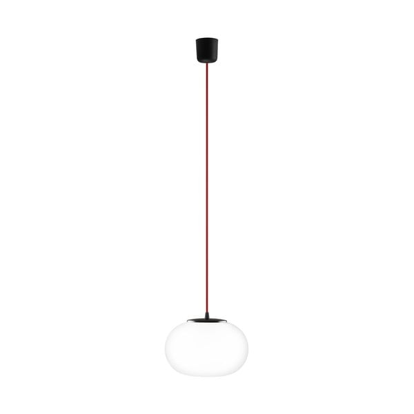 Crno-bijela svjetiljka s crvenim kabelom i crnom Sotto Luce Dosei utičnicom