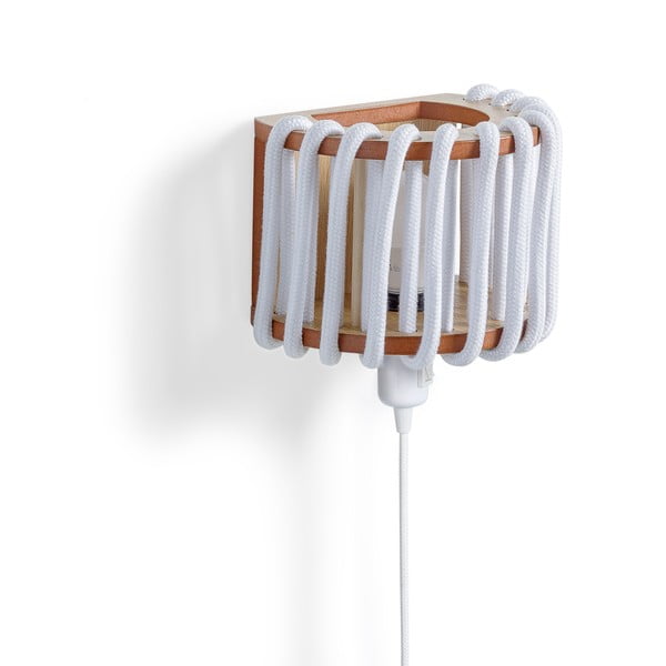 Bijela zidna svjetiljka s drvenom strukturom EMKO Macaron, duljina 20 cm-image-2