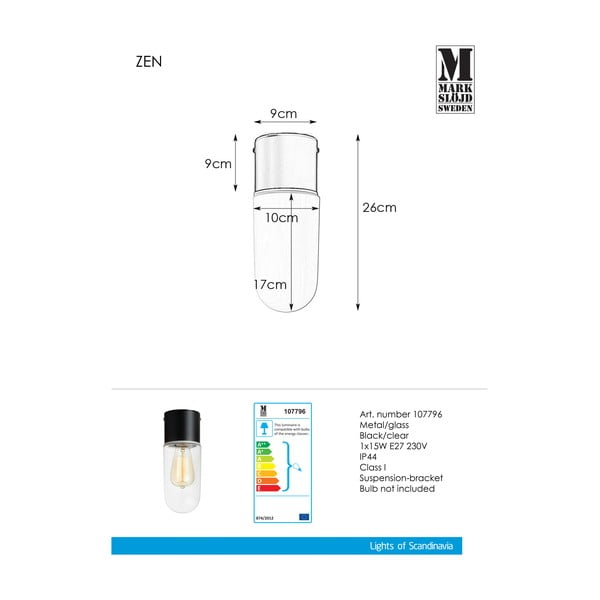 Crna stropna svjetiljka Markslöjd Zen Ceiling Black Clear-image-2