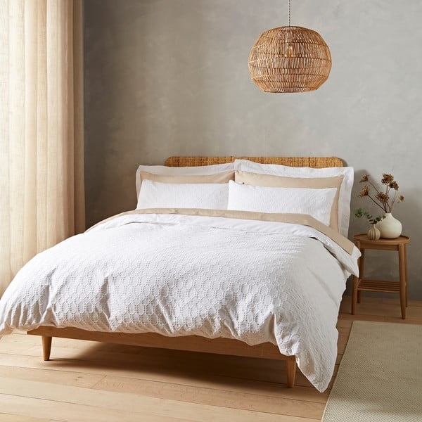 Bijela pamučna posteljina za krevet za jednu osobu 135x200 cm Waffle – Bianca