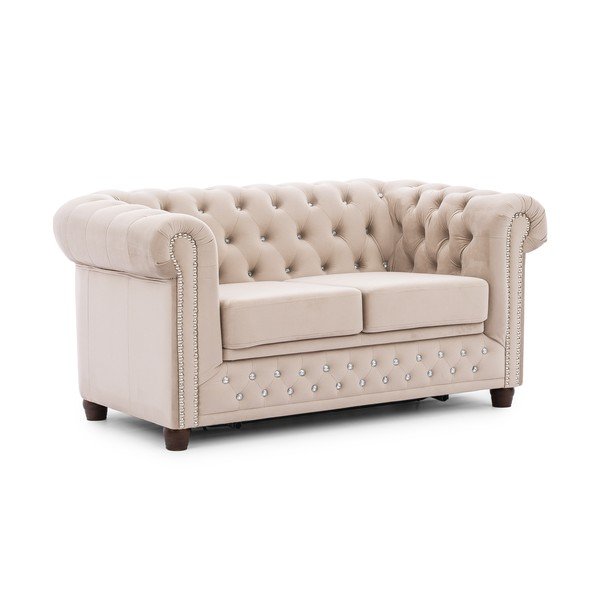 Bež baršunasti sklopiva sofa 148 cm York Blik – Ropez