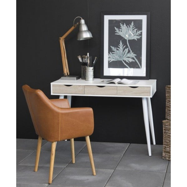 Bijeli radni stol s 3 ladice Actona Neptun-image-2