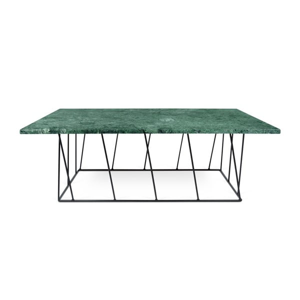 Stolić za kavu od zelenog mramora s crnim nogama TemaHome Helix, 75 x 120 cm