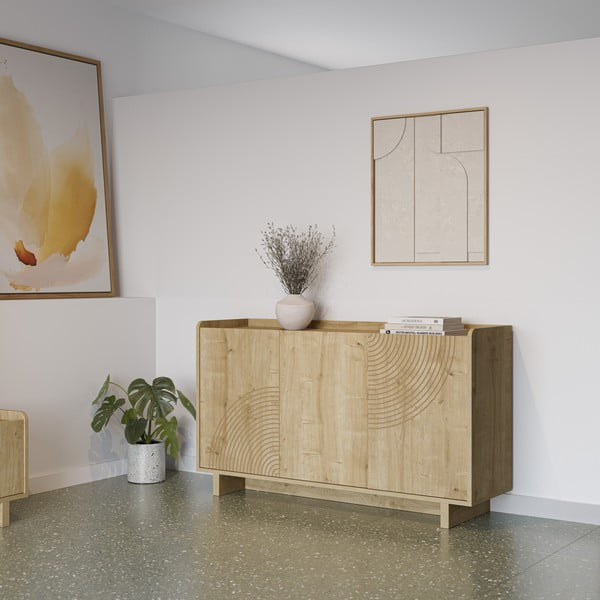 Komoda u dekoru hrasta u prirodnoj boji 140x80x40 cm Daira – Marckeric-image-2