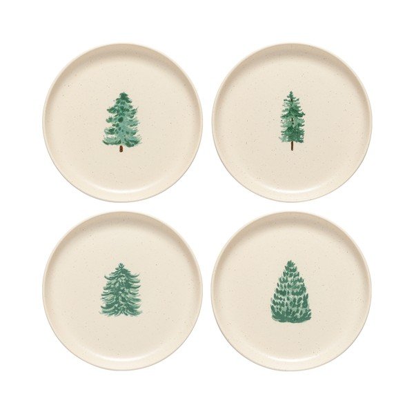 Krem desertni tanjuri u setu 4 kom s božićnim motivom od kamenine ø 22 cm Pacifica Christmas Tree – Casafina