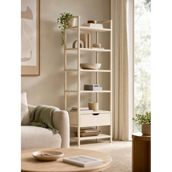 Krem željezna biblioteka 60x179,5x40 cm Amara – Marckeric-image-2