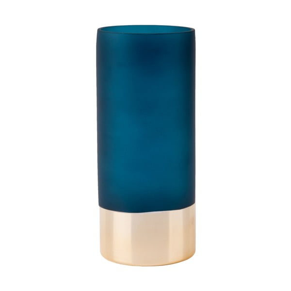 Plavo-zlatna staklena vaza PT LIVING, visina 18,5 cm