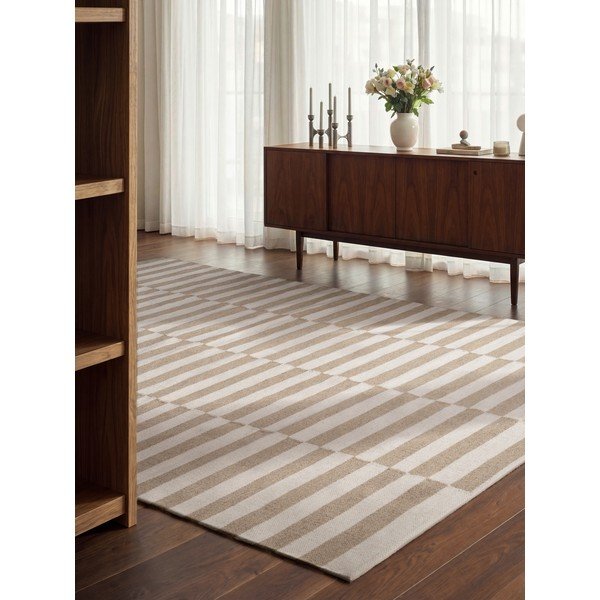 Bijeli/svjetlo smeđi obostrani/ručno rađen vunen tepih 200x300 cm Vika – Hanse Home-image-1