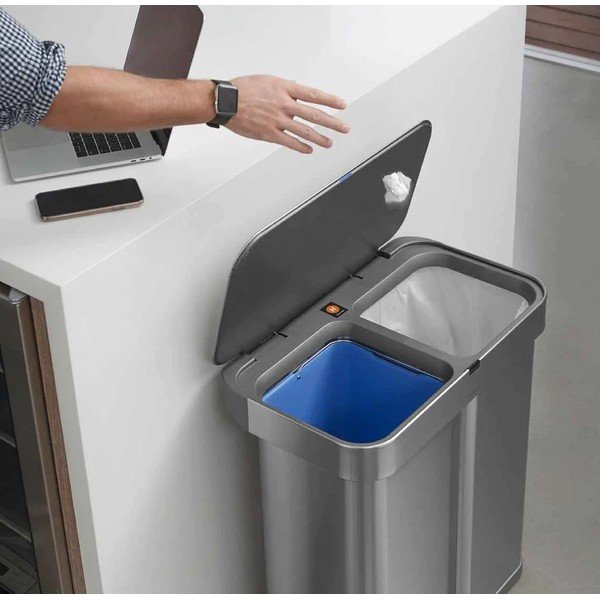 Beskontaktna kanta za sortirani otpad od nehrđajućeg čelika 58 l Dual - simplehuman-image-3